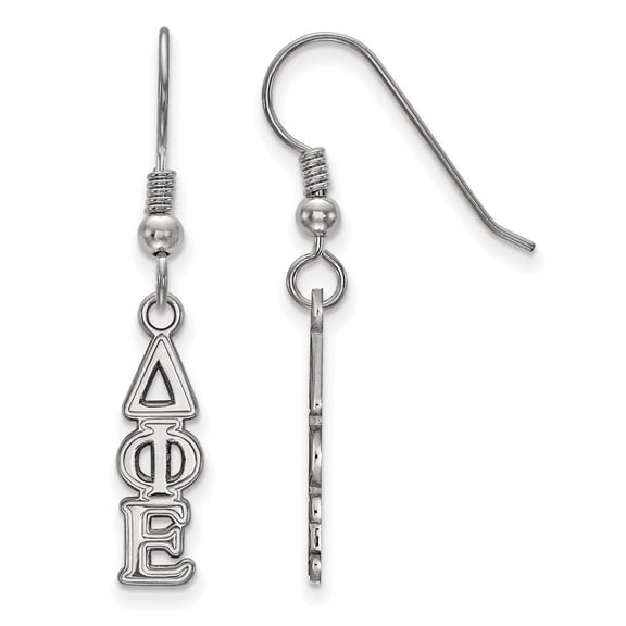 925 Sterling Silver Rh-plated LogoArt Delta Phi Epsilon XS Dangle Earrings; for Adults and Teens; for Women and Men