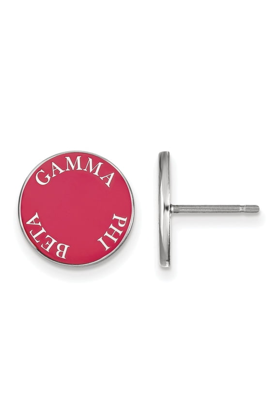 925 Sterling Silver Rh-plated LogoArt Gamma Phi Beta Enameled Post Earrings; for Adults and Teens; for Women and Men