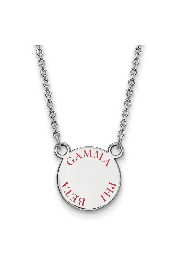 925 Sterling Silver Rh-plated LogoArt Gamma Phi Beta Sm Enl Pend With Necklace; for Adults and Teens; for Women and Men