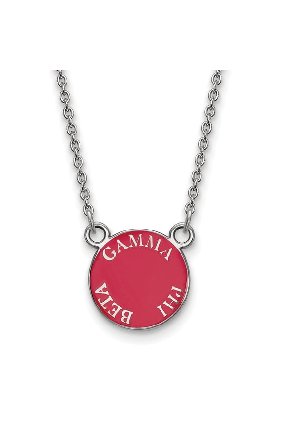 925 Sterling Silver Rh-plated LogoArt Gamma Phi Beta Sm Enl Pend With Necklace; for Adults and Teens; for Women and Men