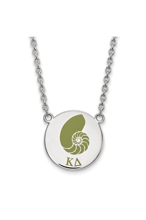 925 Sterling Silver Rh-plated LogoArt Kappa Delta Large Enl Pend With Necklace; for Adults and Teens; for Women and Men