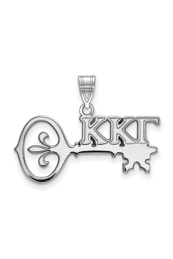 925 Sterling Silver Rh-plated LogoArt Kappa Kappa Gamma Medium Pendant; for Adults and Teens; for Women and Men