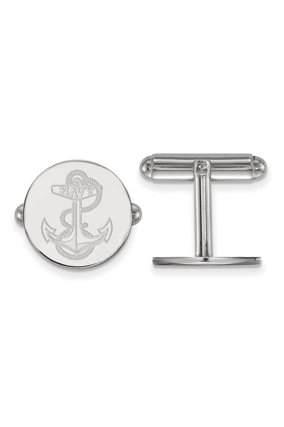 925 Sterling Silver Rh-plated LogoArt Navy Cuff Link; for Adults and Teens; for Women and Men