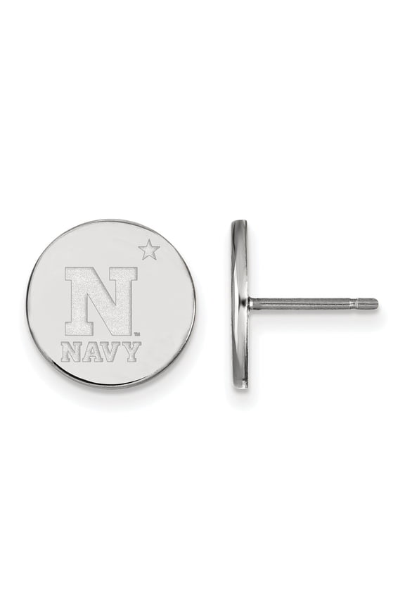 925 Sterling Silver Rh-plated LogoArt Navy Small Disc Earrings; for Adults and Teens; for Women and Men