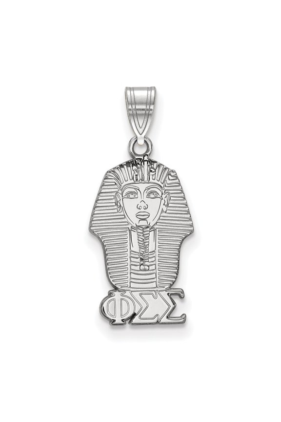 925 Sterling Silver Rh-plated LogoArt Phi Sigma Sigma Small Pendant; for Adults and Teens; for Women and Men
