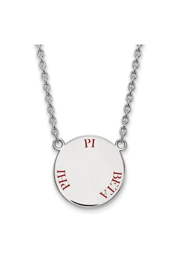 925 Sterling Silver Rh-plated LogoArt Pi Beta Phi Large Enl Pend With Necklace; for Adults and Teens; for Women and Men