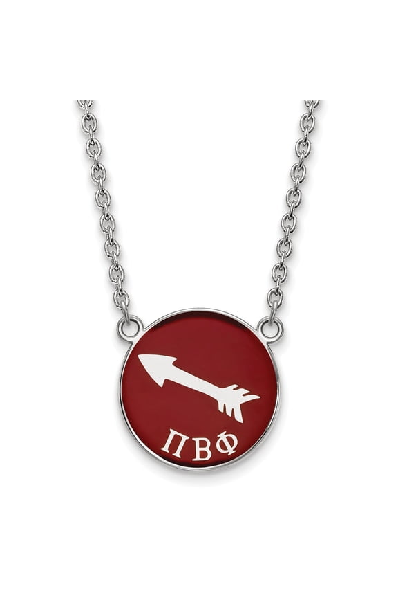 925 Sterling Silver Rh-plated LogoArt Pi Beta Phi Large Enl Pend With Necklace; for Adults and Teens; for Women and Men