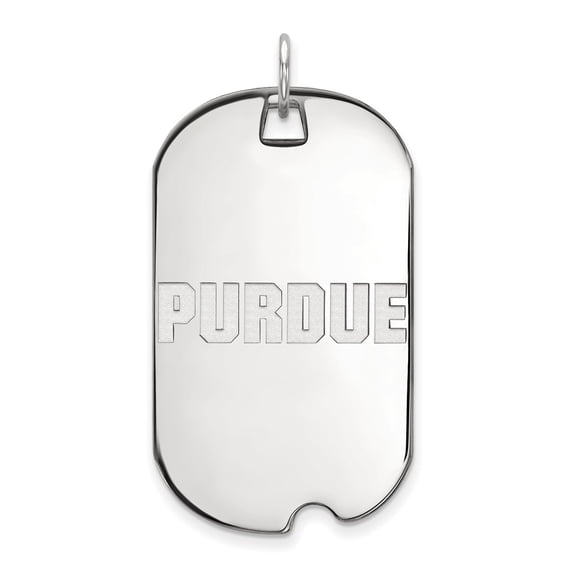 925 Sterling Silver Rh-plated LogoArt Purdue Large Dog Tag; for Adults and Teens; for Women and Men