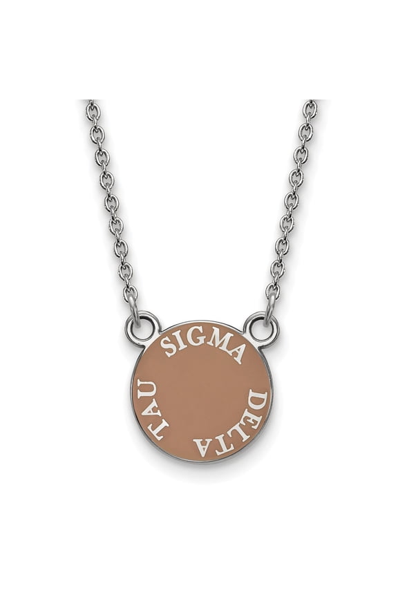925 Sterling Silver Rh-plated LogoArt Sigma Delta Tau Sm Enl Pend With Necklace; for Adults and Teens; for Women and Men