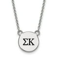 thumbnail image 1 of 925 Sterling Silver Rh-plated LogoArt Sigma Kappa Sm Enl Pend With Necklace; 18 inch; for Adults and Teens; for Women and Men, 1 of 2