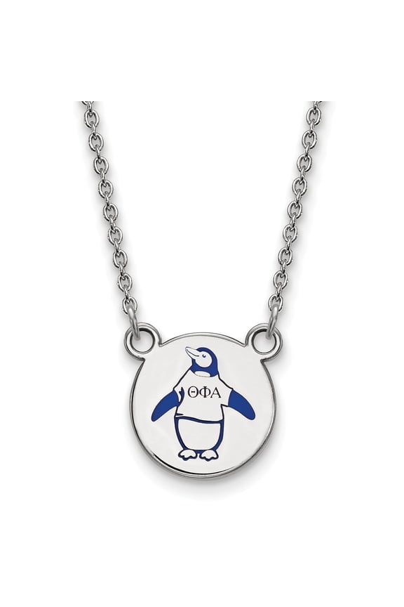 925 Sterling Silver Rh-plated LogoArt Theta Phi Alpha Sm Enl Pend With Necklace; for Adults and Teens; for Women and Men