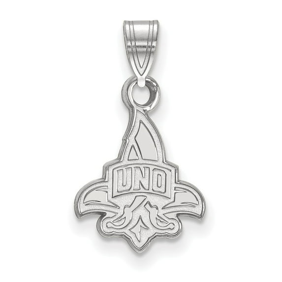 925 Sterling Silver Rh-plated LogoArt University of New Orleans Small Pendant; for Adults and Teens; for Women and Men