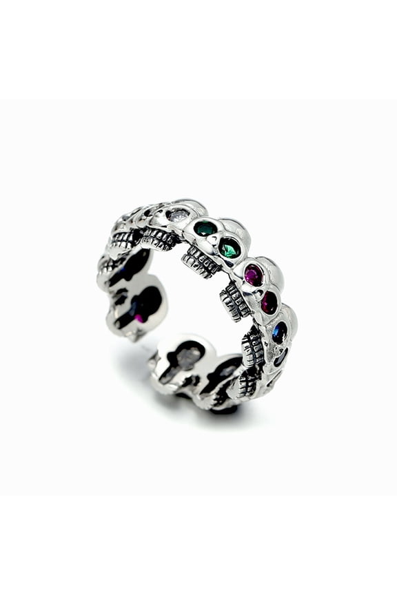 925 Sterling Silver Rhinestones Open Cuff Rings for Unisex Silver US Size 8(18.1mm)