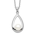 thumbnail image 1 of 925 Sterling Silver Rhod Plat 6-7mm White Button Freshwater Cultured Pearl Necklace 17 Inch Pendant Necklace for Women, 1 of 2