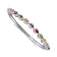 thumbnail image 1 of 925 Sterling Silver Rhod Plated Multi-color Cubic Zirconia Bangle Bracelet Cuff Bracelet for Women, 1 of 2