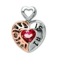 thumbnail image 1 of 925 Sterling Silver Rhod Plated and Rose-tone Mom Is Number 1 Vibrant Red Cubic Zirconia Pendant Necklace 14.04x14.88mm, 1 of 2