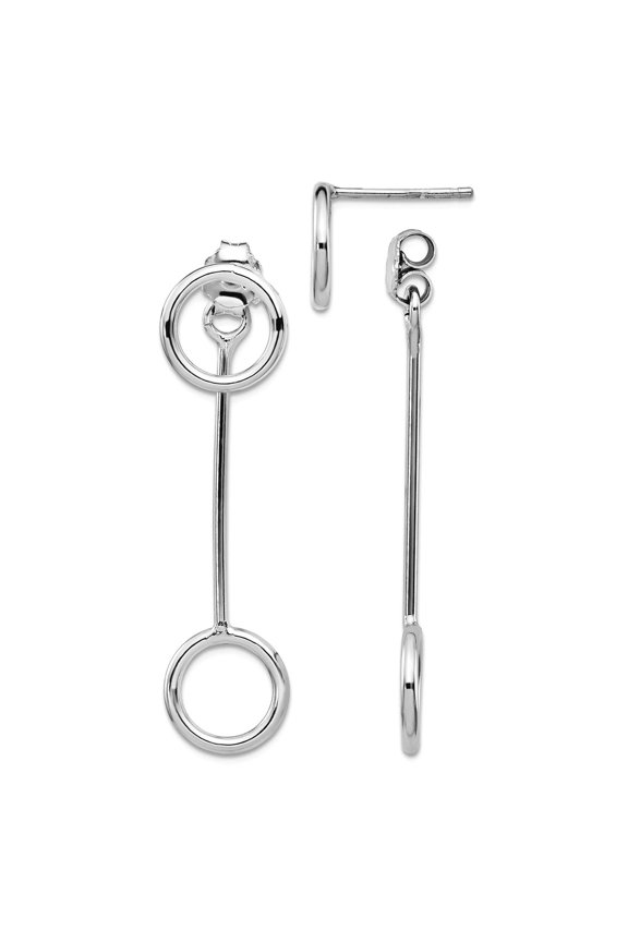 925 Sterling Silver Rhod-plt Polished Front and Back Post Long Drop Dangle Earrings 43x10mm Wide Dangle Earring for Wome