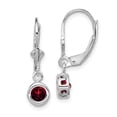 thumbnail image 1 of 925 Sterling Silver Rhodium 5mm Round Garnet Leverback Earrings, 1 of 6
