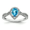 thumbnail image 1 of 925 Sterling Silver Rhodium Blue Topaz and Diamond Ring Size 5, 1 of 6