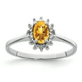 thumbnail image 1 of 925 Sterling Silver Rhodium Citrine Diamond Ring Size 8, 1 of 6
