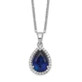 thumbnail image 1 of 925 Sterling Silver Rhodium Created Sapphire & CZ Necklace; for Adults and Teens; for Women and Men, 1 of 2