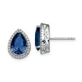 thumbnail image 1 of 925 Sterling Silver Rhodium Created Sapphire & CZ Post Earrings; for Adults and Teens; for Women and Men, 1 of 1