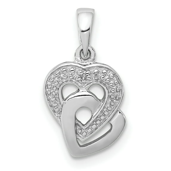 925 Sterling Silver Rhodium Diamond Accent Heart Shaped Pendant