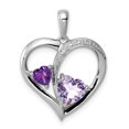 thumbnail image 1 of 925 Sterling Silver Rhodium Diamond, Amethyst, Pink Quartz Heart Shaped Pendant, 1 of 6