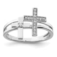 thumbnail image 1 of 925 Sterling Silver Rhodium Diamond Crosses Ring Size 8, 1 of 2