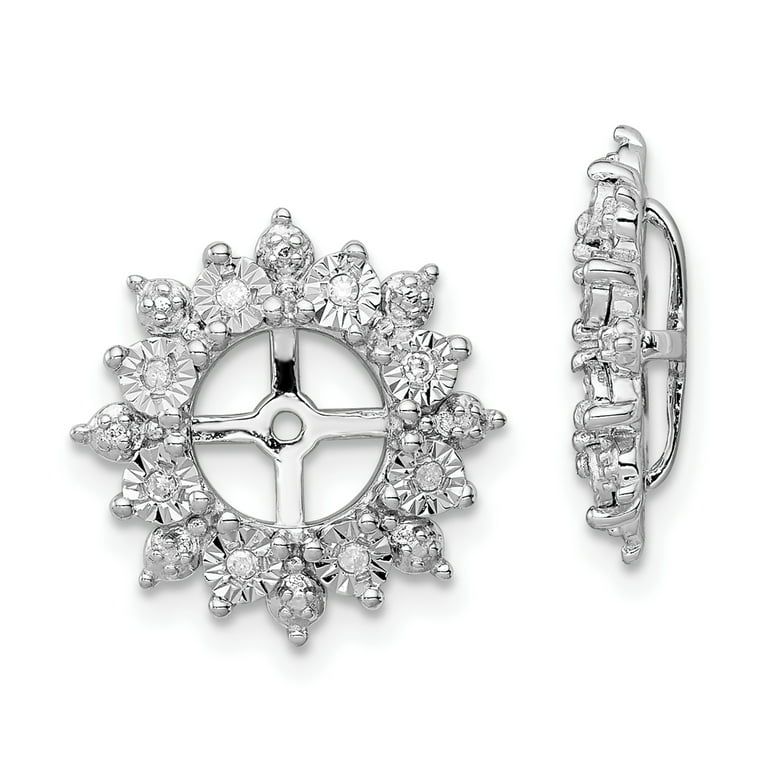 925 Sterling Silver Rhodium Diamond Earring Jacket - Walmart.com