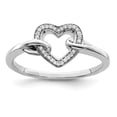 thumbnail image 1 of 925 Sterling Silver Rhodium Diamond Heart Ring Size 7, 1 of 2