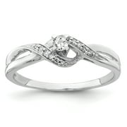 SARIS AND THINGS 925 Sterling Silver Rhodium Diamond Promise Ring Size 7