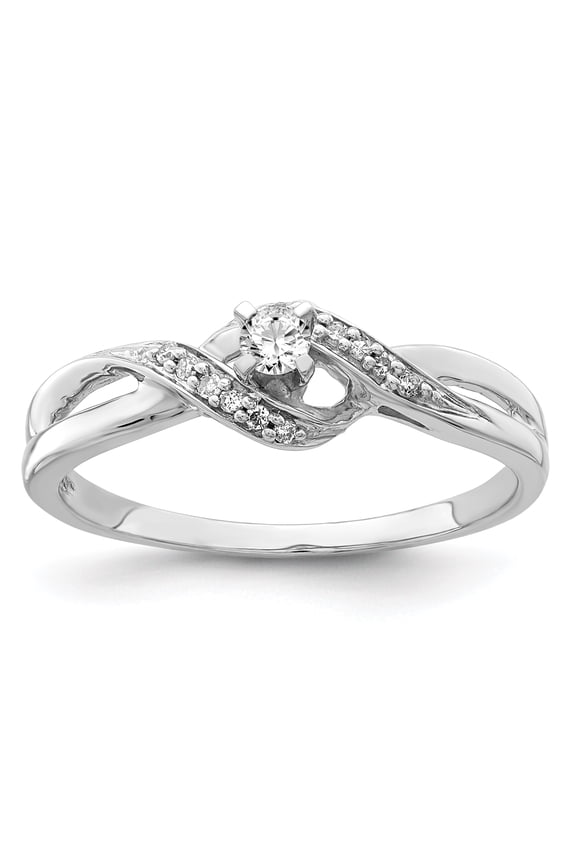 925 Sterling Silver Rhodium Diamond Promise Ring Size 7