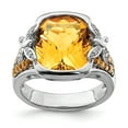 thumbnail image 1 of 925 Sterling Silver Rhodium Diamond and Citrine Ring Size 7, 1 of 6