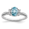 thumbnail image 1 of 925 Sterling Silver Rhodium Diamond and Light Blue Topaz Ring Size 7, 1 of 6