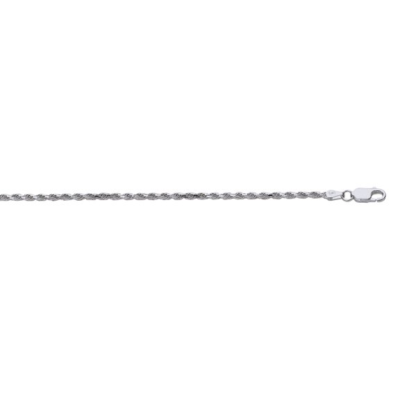 925 Sterling Silver Rhodium Finish 2.2mm Sparkle-Cut Rope Chain Lobster Clasp Necklace 24 Inch Chain Necklace for Women