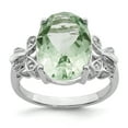 thumbnail image 1 of 925 Sterling Silver Rhodium Green Quartz and Diamondond Ring Size 7, 1 of 2