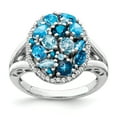 thumbnail image 1 of 925 Sterling Silver Rhodium Light Swiss Blue Topaz and Diamond Ring Size 8, 1 of 2
