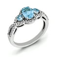 thumbnail image 1 of 925 Sterling Silver Rhodium Oval Blue Topaz and Diamond Ring Size 7, 1 of 5