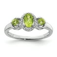 thumbnail image 1 of 925 Sterling Silver Rhodium Peridot Diamond Ring Size 7, 1 of 6
