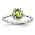 thumbnail image 1 of 925 Sterling Silver Rhodium Peridot Diamond Ring Size 7, 1 of 5