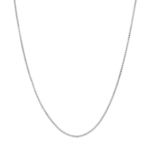 925 Sterling Silver Rhodium Plated 0.8mm Box Chain Necklace Lobster Claw Closure 18 Inch Chain Necklace for Women and Me