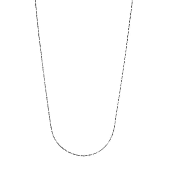 925 Sterling Silver Rhodium Plated 0.95mm Adjustable Box Chain Necklace With Bead 22 Inch Chain Necklace for Women and M