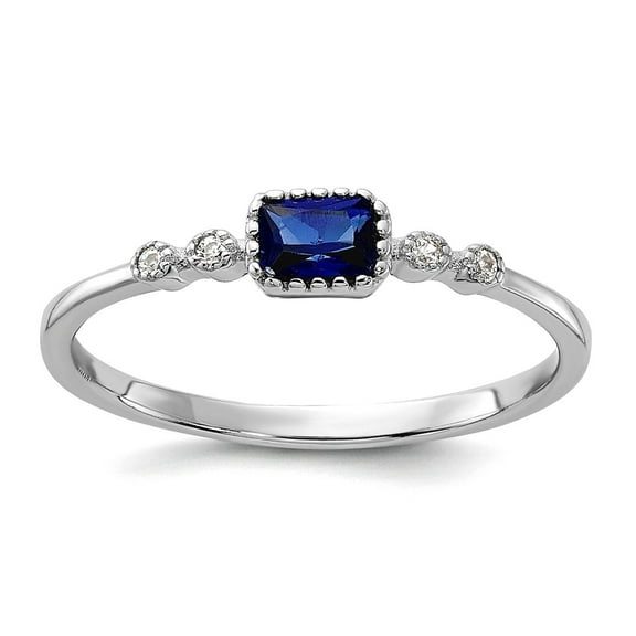 925 Sterling Silver Rhodium Plated .02 Created Blue Spinel and .02cr. White Sapphire 7 Inch 1.62mm Wide Link Bracelet fo