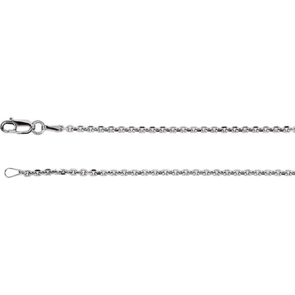 925 Sterling Silver Rhodium Plated 1.75mm Sparkle-Cut Cable 20 Inch Chain Chain Necklace for Women and Men