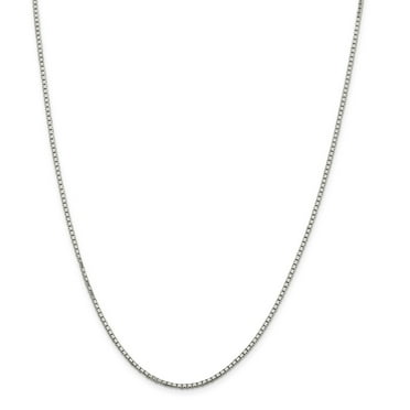 925 Sterling Silver Rhodium Plated 1.7mm 8 Side Diamond Cut Box Chain w/ Lobster Clasp - 16"
