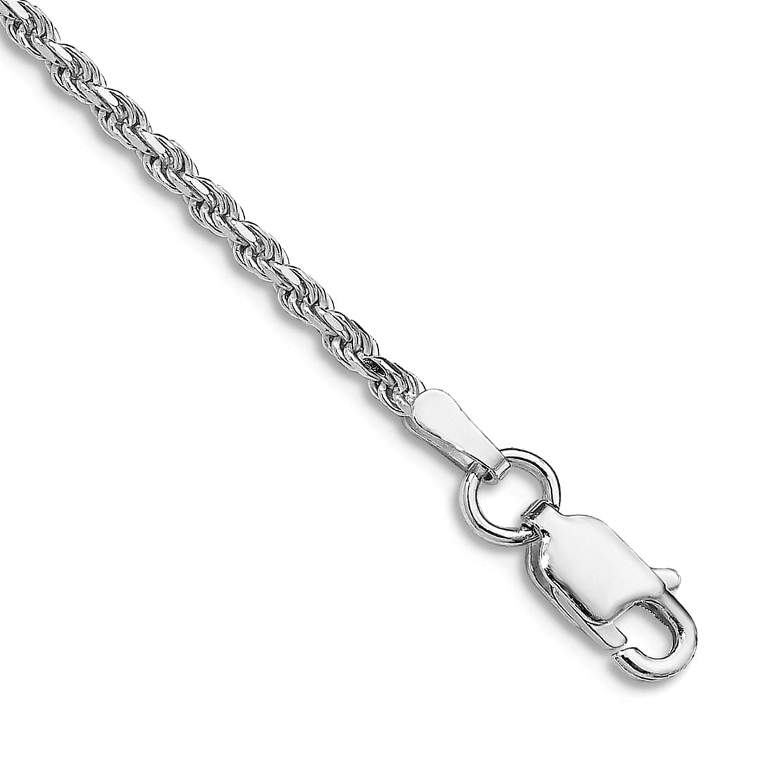 925 Sterling Silver Rhodium Plated 1.85mm Sparkle-Cut Rope Chain Anklet 10 Inch Anklet for Women and Men