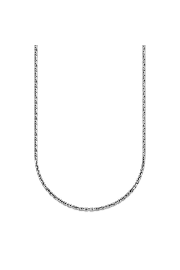 925 Sterling Silver Rhodium Plated 1.8mm Oval Link Chain Necklace 16 Inch Chain Necklace for Women and Men