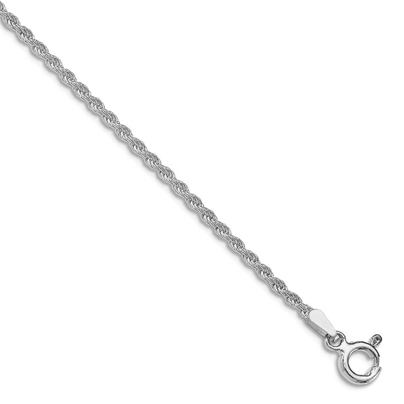 925 Sterling Silver Rhodium Plated 1.8mm Solid Rope Chain Necklace 18 Inch Chain Necklace for Women and Men