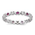 thumbnail image 1 of 925 Sterling Silver Rhodium Plated .14lab Created Ruby and .27cr. White Sapphire He 7 Inch 2.64mm Wide Link Bracelet for, 1 of 2